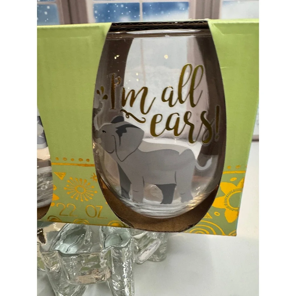 Brand New Elephant Stemless Wine Glasses – 22 oz‎ Set